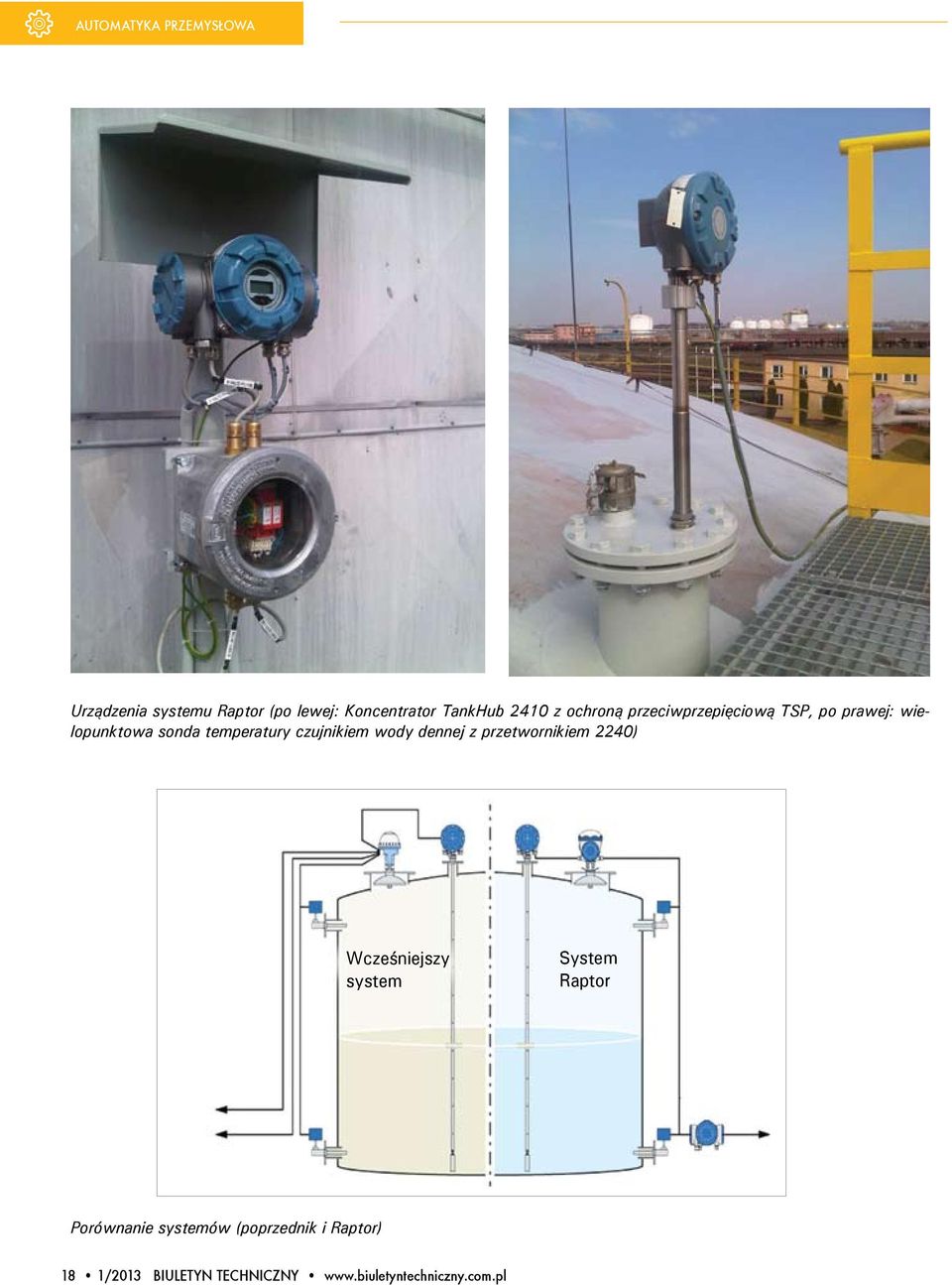 temperatury czujnikiem wody dennej z przetwornikiem 2240) Wcześniejszy system System Raptor