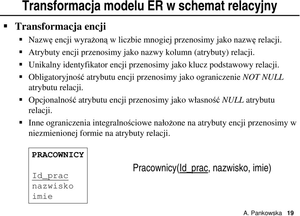 Obligatoryjność atrybutu encji przenosimy jako ograniczenie OT ULL atrybutu relacji.