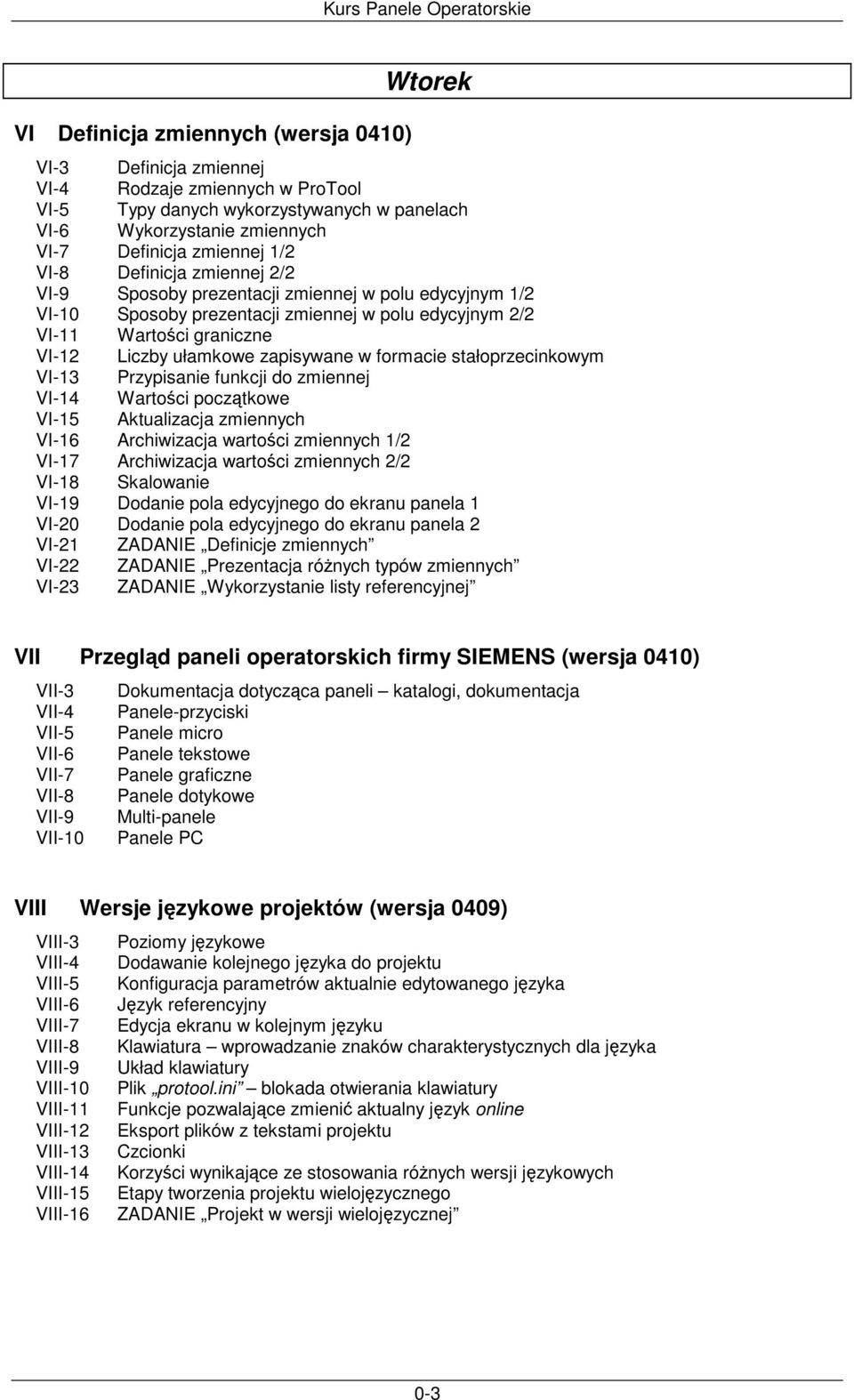 w formacie stałoprzecinkowym VI-13 Przypisanie funkcji do zmiennej VI-14 Wartoci pocztkowe VI-15 Aktualizacja zmiennych VI-16 Archiwizacja wartoci zmiennych 1/2 VI-17 Archiwizacja wartoci zmiennych