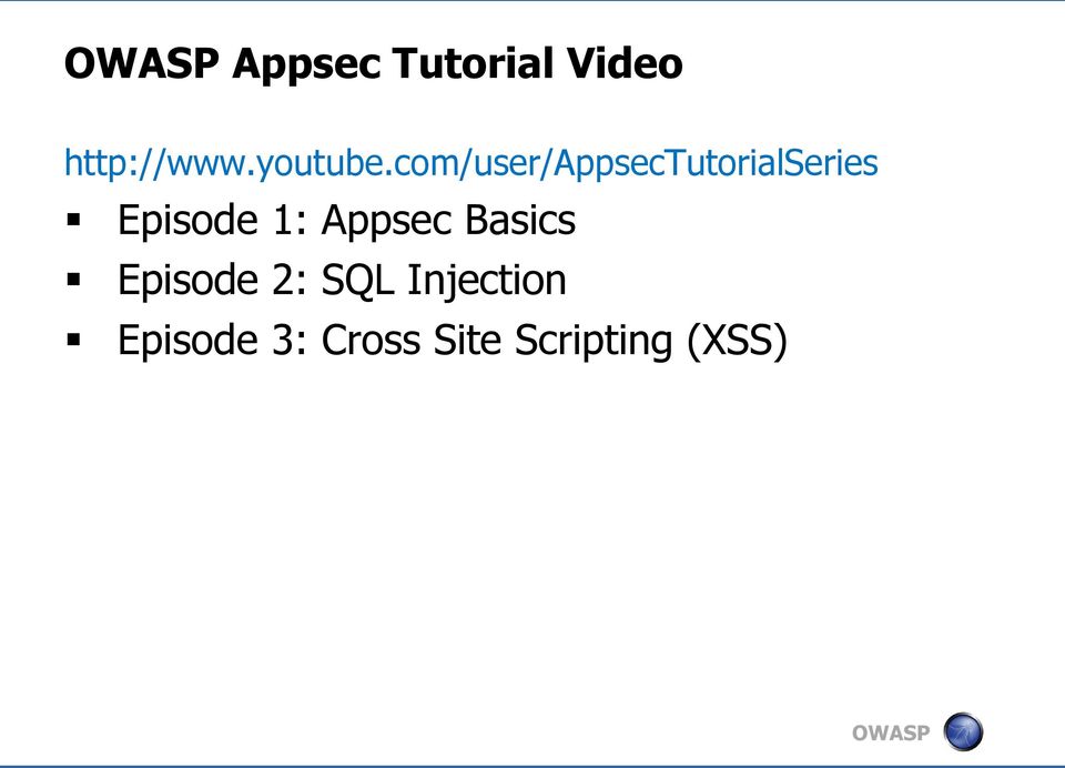 com/user/appsectutorialseries Episode