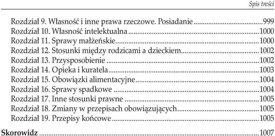 Opieka i kuratela...1003 Rozdział 15. Obowiązki alimentacyjne...1004 Rozdział 16. Sprawy spadkowe...1004 Rozdział 17.