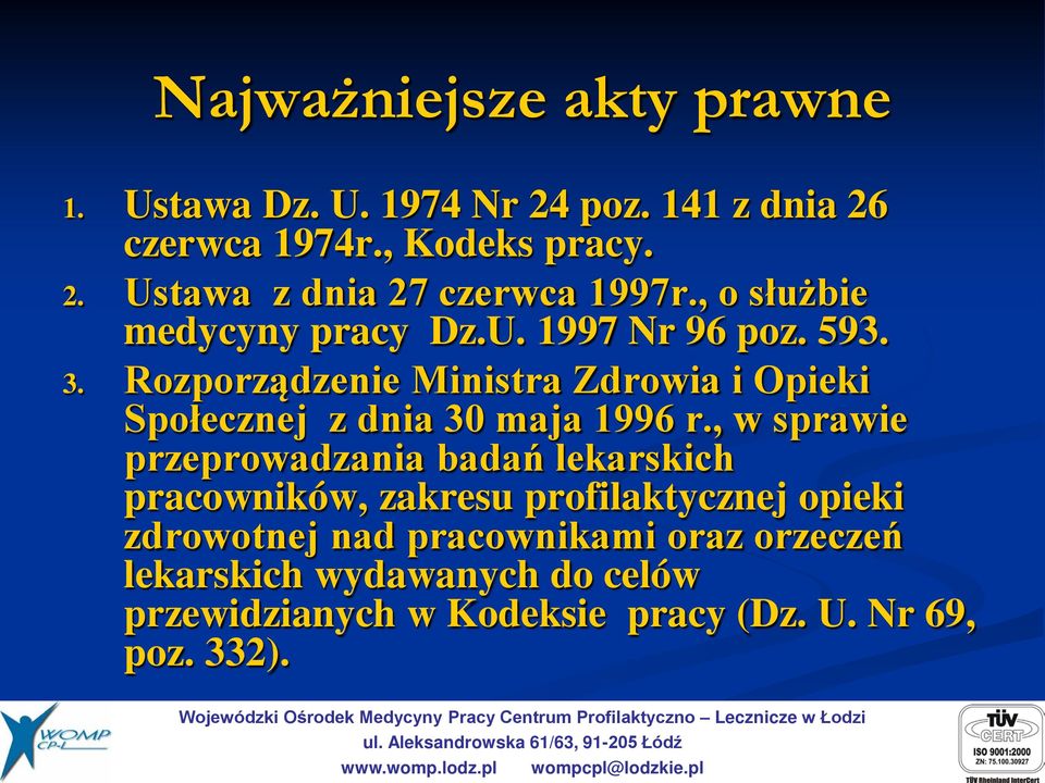 Rozporządzenie Ministra Zdrowia i Opieki Społecznej z dnia 30 maja 1996 r.