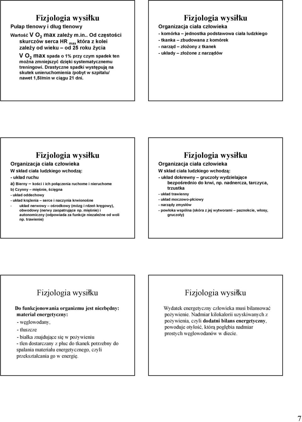 Drastyczne spadki występują na skutek unieruchomienia /pobyt w szpitalu/ nawet 1,5l/min w ciągu 21 dni.