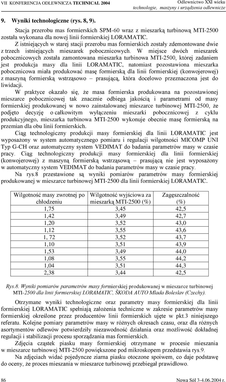 Z istniejących w starej stacji przerobu mas formierskich zostały zdemontowane dwie z trzech istniejących mieszarek pobocznicowych.