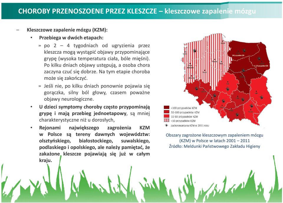 » Jeśli nie, po kilku dniach ponownie pojawia się gorączka, silny ból głowy, czasem poważne objawy neurologiczne.