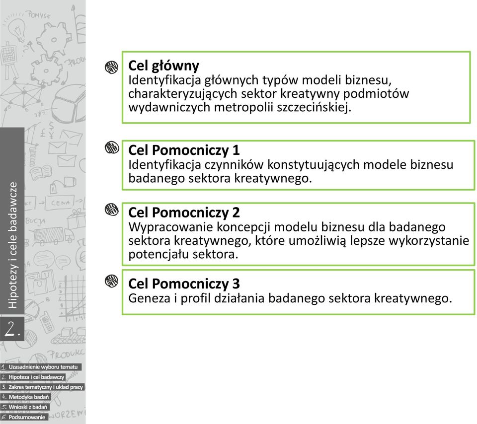 Cel Pomocniczy 1 Identyfikacja czynników konstytuujących modele biznesu badanego sektora kreatywnego.