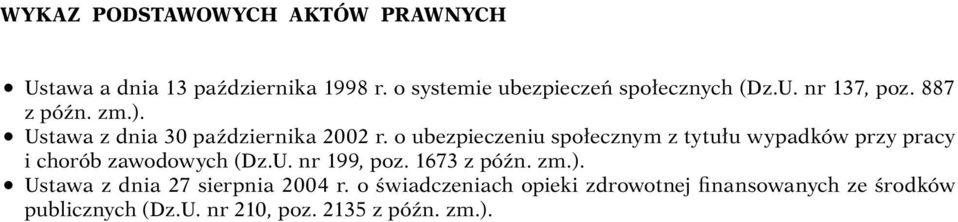 o ubezpieczeniu społecznym z tytułu wypadków przy pracy i chorób zawodowych (Dz.U. nr 199, poz. 1673 z późn.