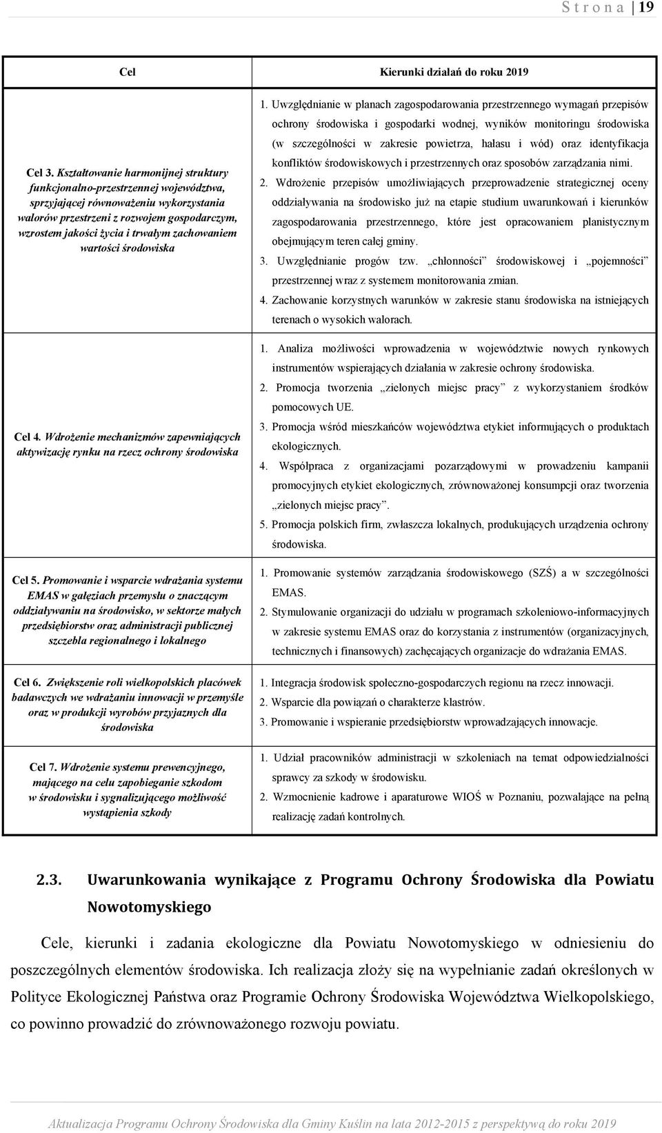 zachowaniem wartości środowiska Cel 4. Wdrożenie mechanizmów zapewniających aktywizację rynku na rzecz ochrony środowiska Cel 5.