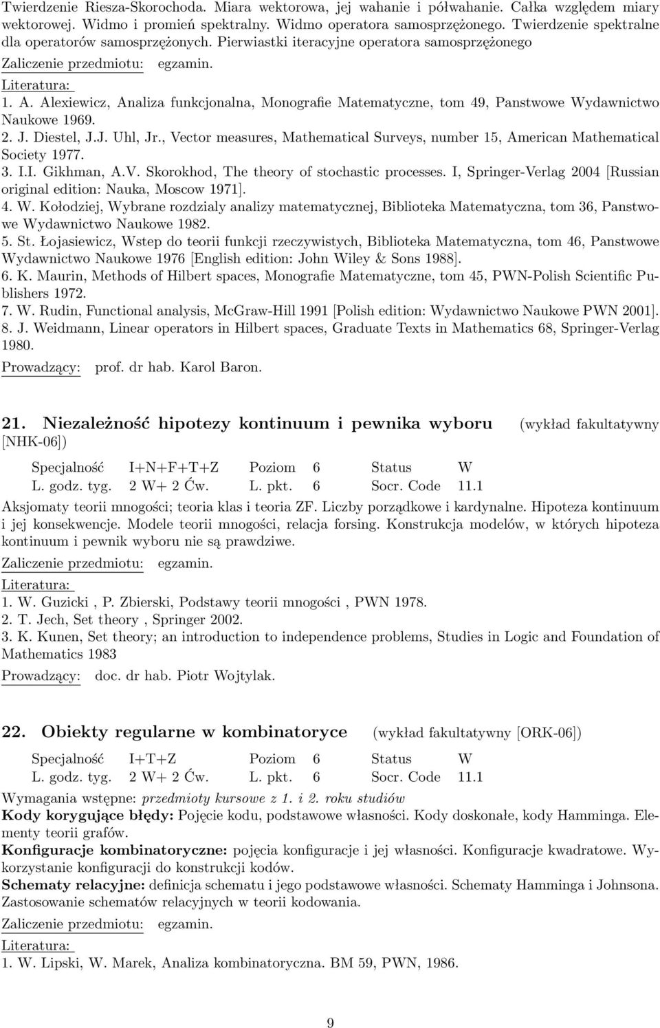 Alexiewicz, Analiza funkcjonalna, Monografie Matematyczne, tom 49, Panstwowe Wydawnictwo Naukowe 1969. 2. J. Diestel, J.J. Uhl, Jr.