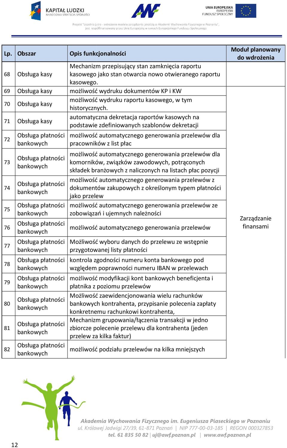 71 Obsługa kasy automatyczna dekretacja raportów kasowych na podstawie zdefiniowanych szablonów dekretacji 72 73 74 75 76 77 78 79 80 81 82 Obsługa płatności bankowych Obsługa płatności bankowych