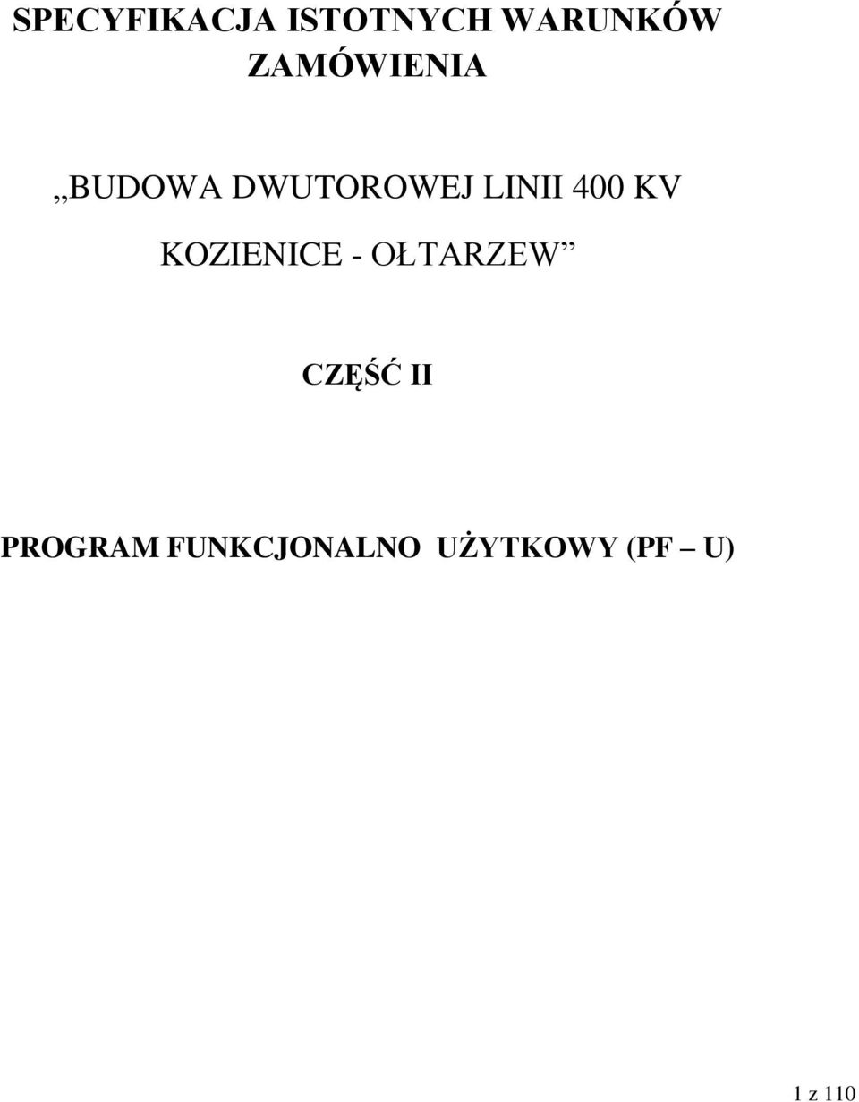 400 KV KOZIENICE - OŁTARZEW CZĘŚĆ II