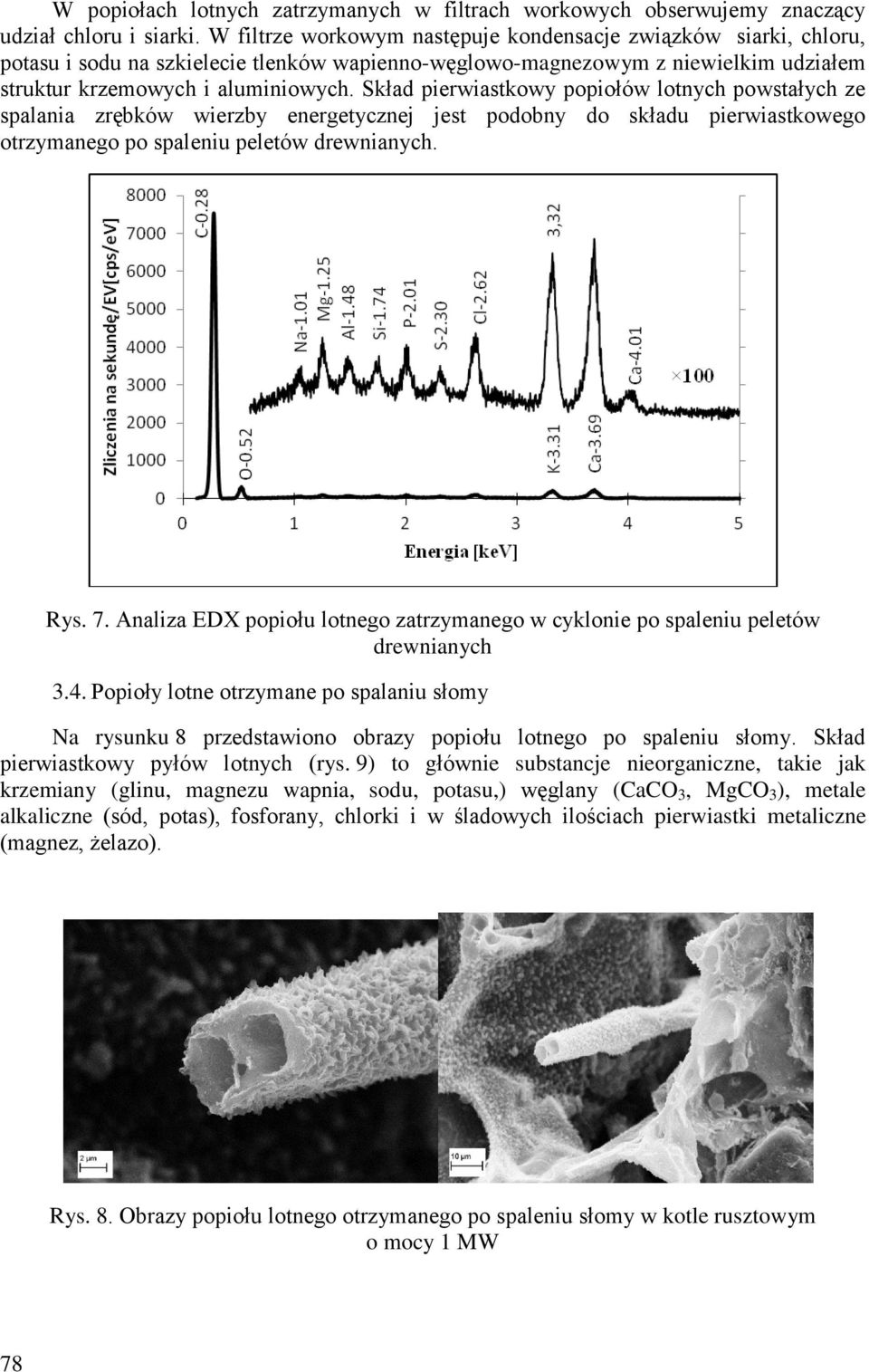 Skład pierwiastkowy popiołów lotnych powstałych ze spalania zrębków wierzby energetycznej jest podobny do składu pierwiastkowego otrzymanego po spaleniu peletów drewnianych. Rys. 7.
