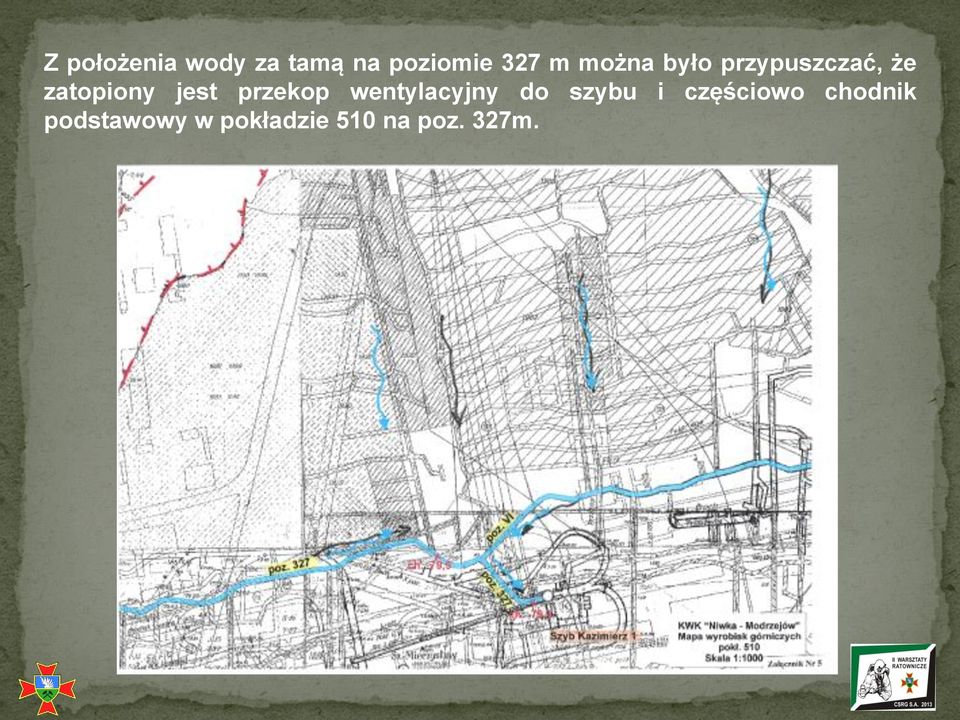 przekop wentylacyjny do szybu i częściowo