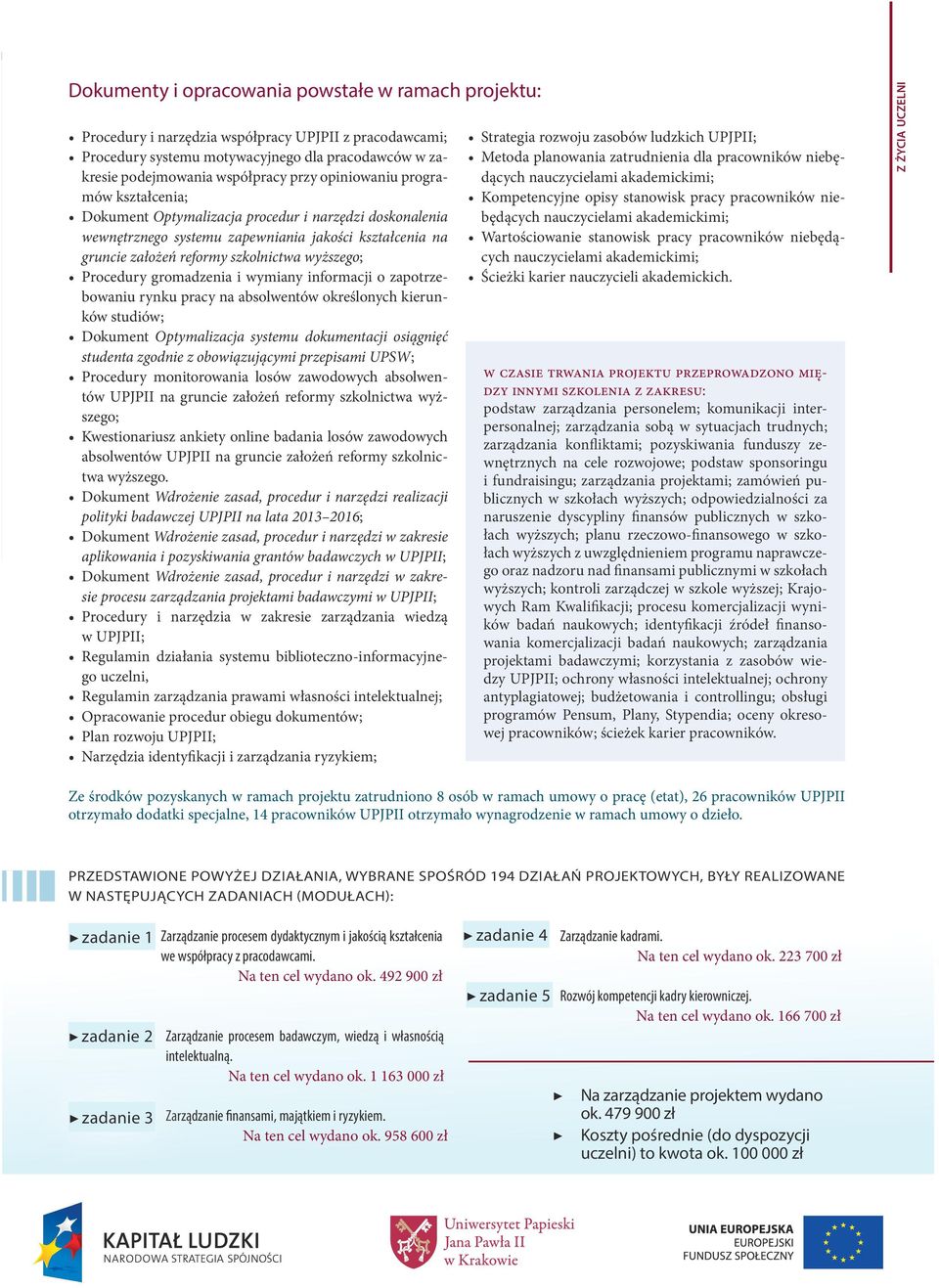 Procedury gromadzenia i wymiany informacji o zapotrzebowaniu rynku pracy na absolwentów określonych kierunków studiów; Dokument Optymalizacja systemu dokumentacji osiągnięć studenta zgodnie z