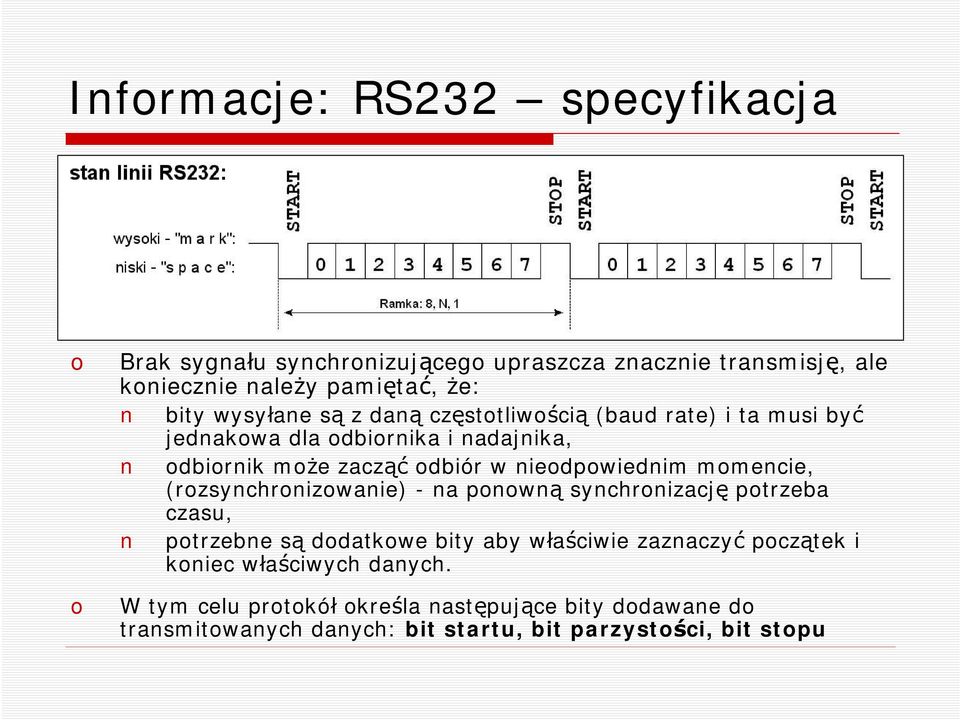 niedpwiednim mmencie, (rzsynchrnizwanie) - na pnwną synchrnizację ptrzeba czasu, ptrzebne są ddatkwe bity aby właściwie zaznaczyć