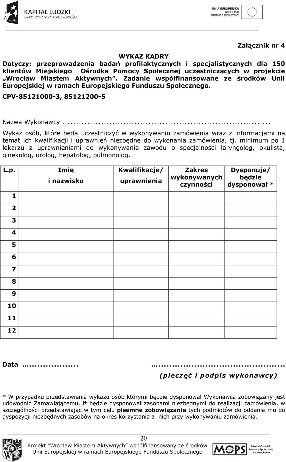 .. Wykaz osób, które będą uczestniczyć w wykonywaniu zamówienia wraz z informacjami na temat ich kwalifikacji i uprawnień niezbędne do wykonania zamówienia, tj.