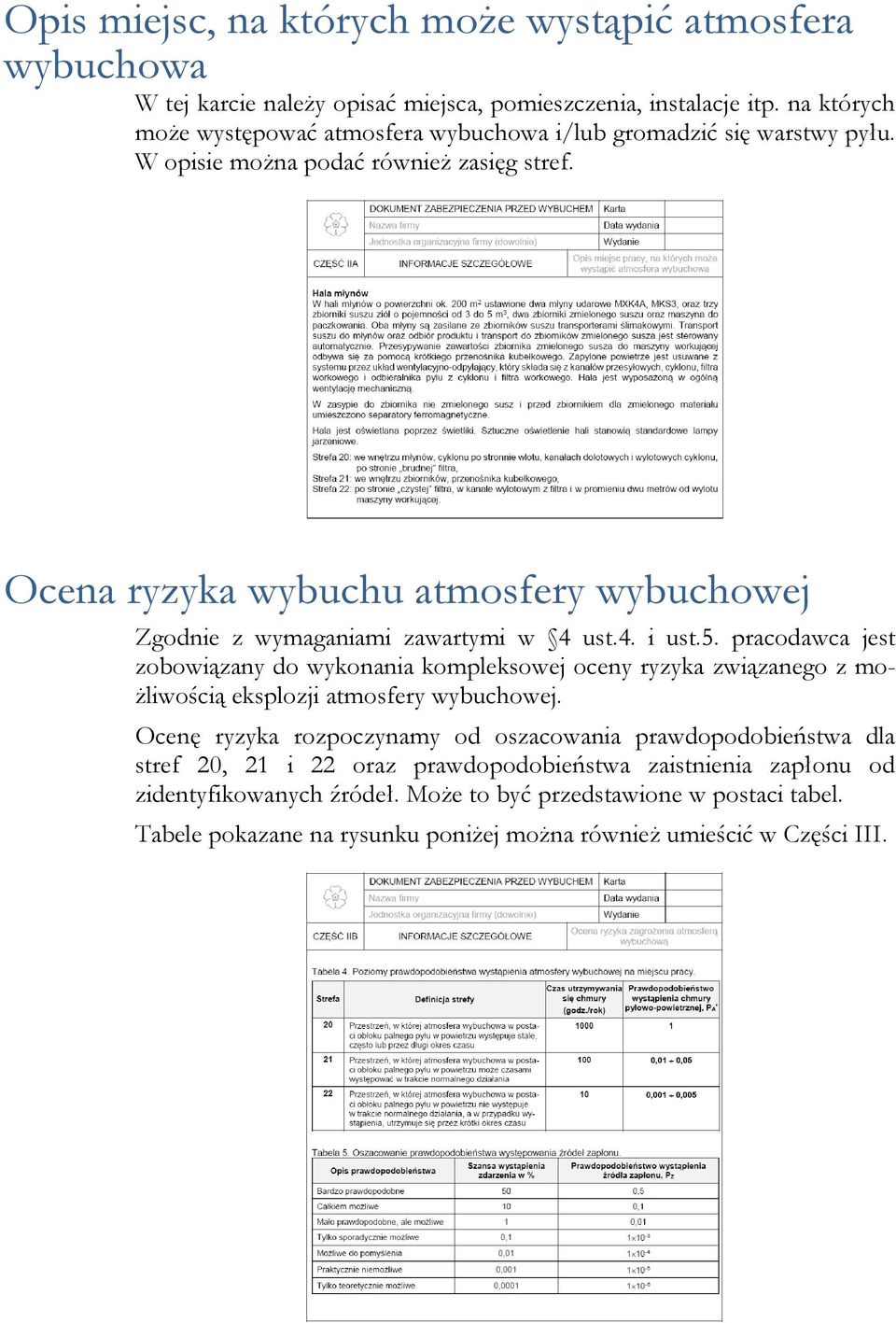 Ocena ryzyka wybuchu atmosfery wybuchowej Zgodnie z wymaganiami zawartymi w 4 ust.4. i ust.5.