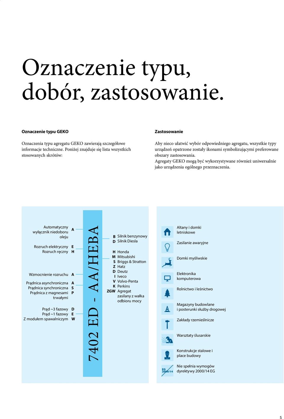 obszary zastosowania. Agregaty GEKO mogą być wykorzystywane również uniwersalnie jako urządzenia ogólnego przeznaczenia.