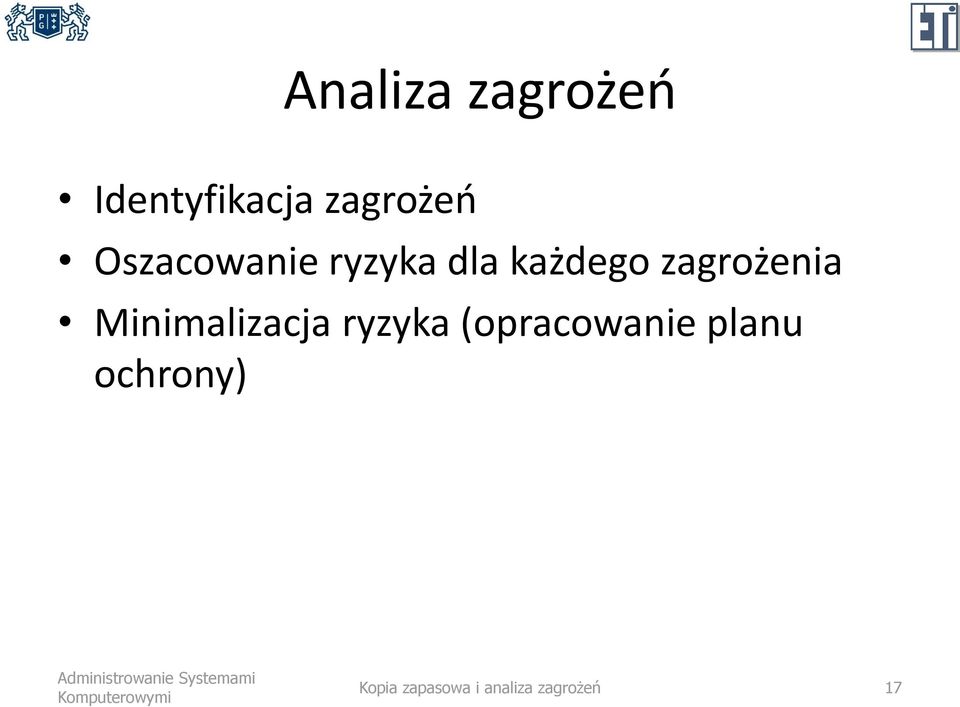 Minimalizacja ryzyka (opracowanie planu