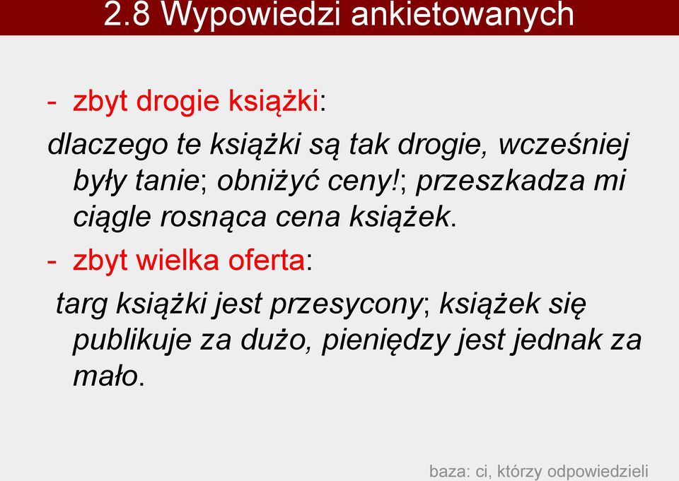 ; przeszkadza mi ciągle rosnąca cena książek.