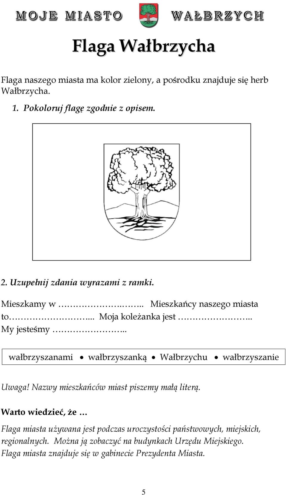 . wałbrzyszanami wałbrzyszanką Wałbrzychu wałbrzyszanie Uwaga! Nazwy mieszkańców miast piszemy małą literą.