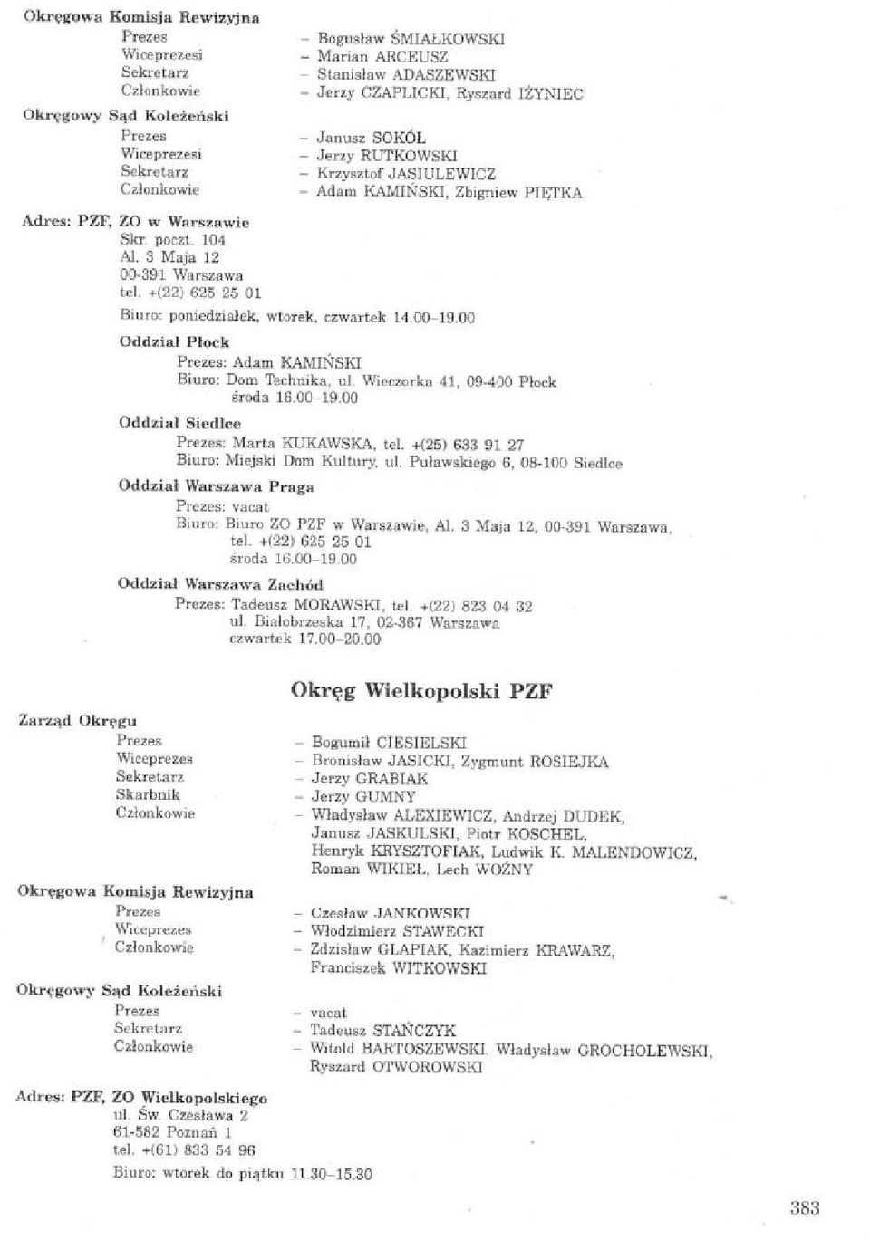 00 Oddziel Pinek : Adam KAMIŃSKI Biuro: Dom Technika, ul. Wieczorki 41, 09-400 Płock Moda 16.00-19.00 Oddziel Słodko : Marta KUKAWSKA, tel. +(25) 633 91 27 Biuro: Miejski Dom Kultury, ul.