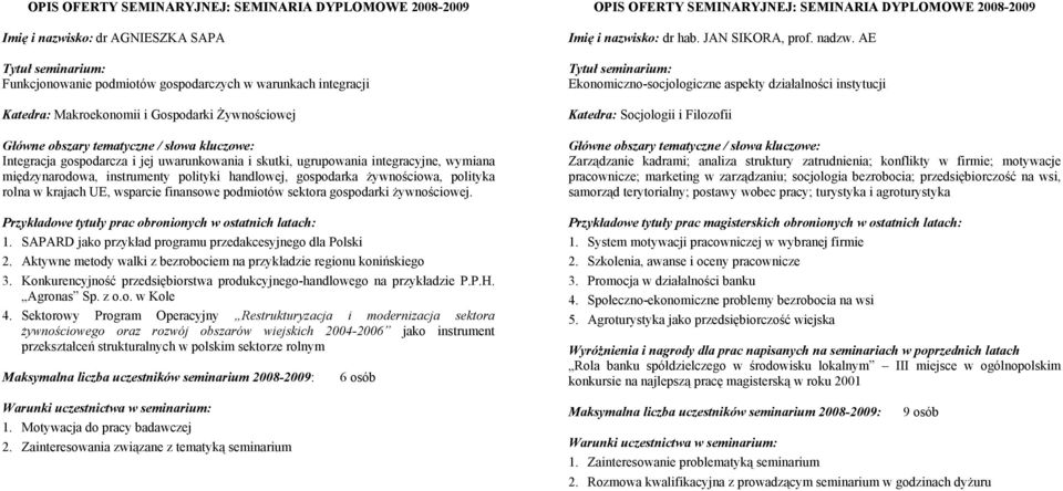 UE, wsparcie finansowe podmiotów sektora gospodarki żywnościowej. 1. SAPARD jako przykład programu przedakcesyjnego dla Polski 2.