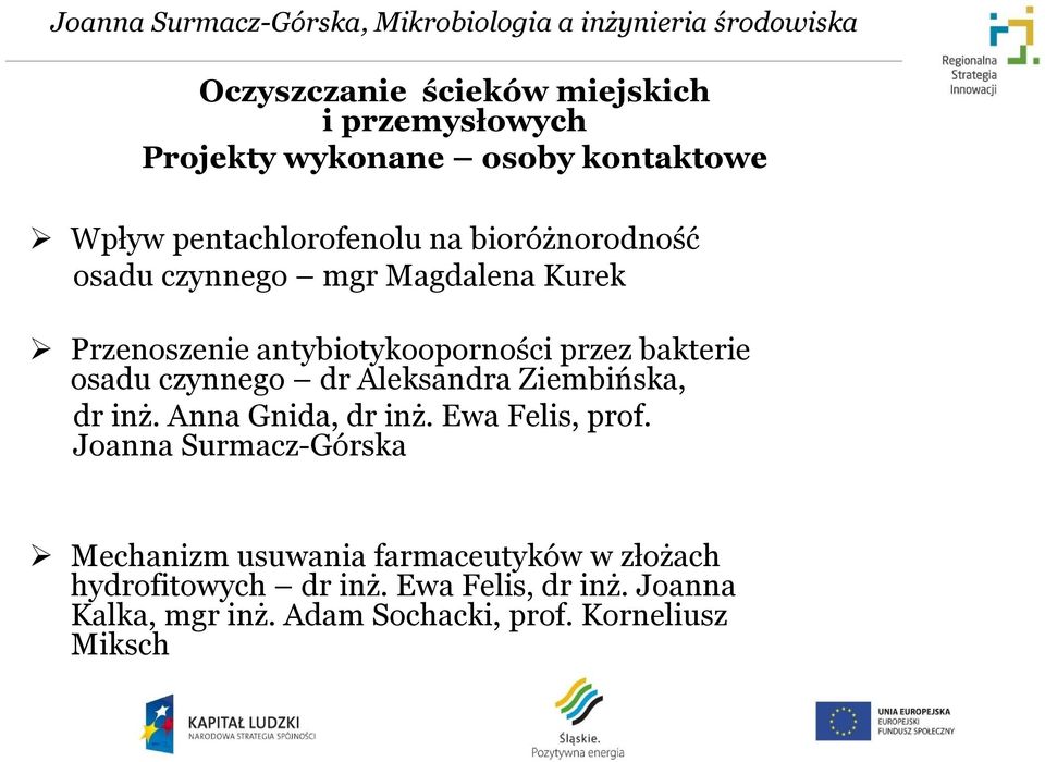 dr Aleksandra Ziembińska, dr inż. Anna Gnida, dr inż. Ewa Felis, prof.