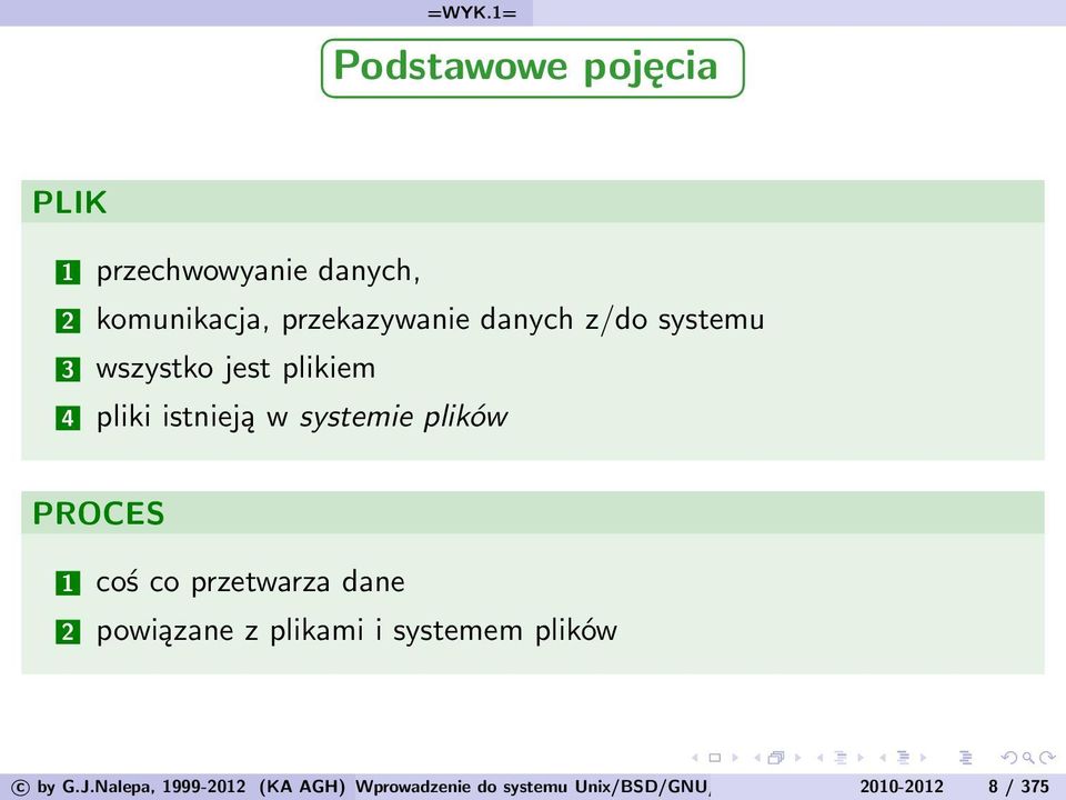 systemie plików PROCES 1 coś co przetwarza dane 2 powiązane z plikami i systemem