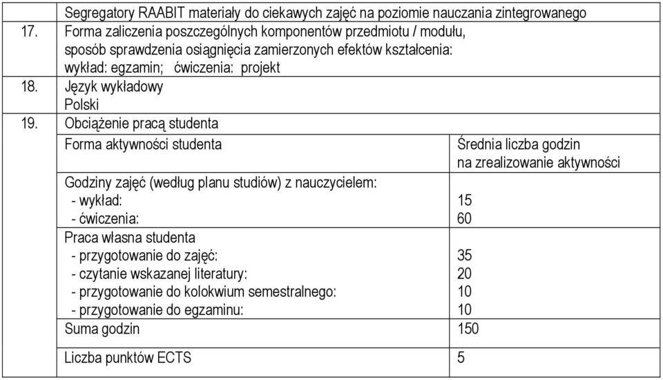 Język wykładowy Polski 19.