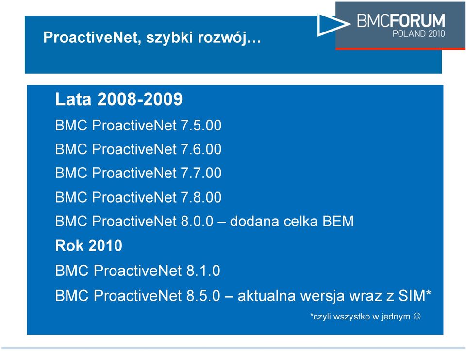 00 BMC ProactiveNet 8.0.0 dodana celka BEM Rok 2010 BMC ProactiveNet 8.