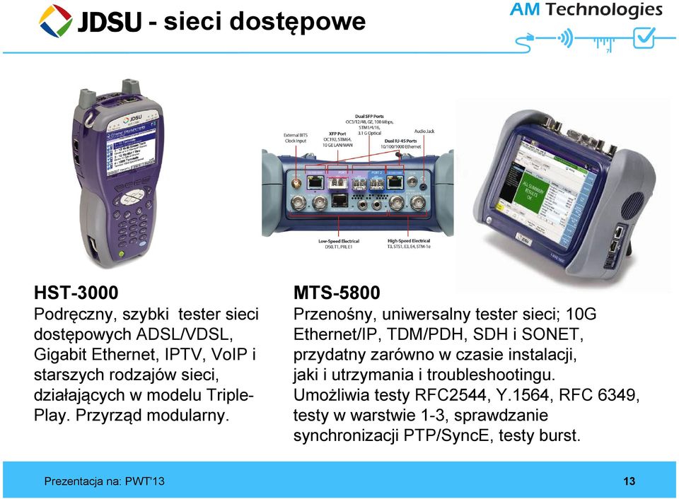 MTS-5800 Przenośny, uniwersalny tester sieci; 10G Ethernet/IP, TDM/PDH, SDH i SONET, przydatny zarówno w czasie instalacji,