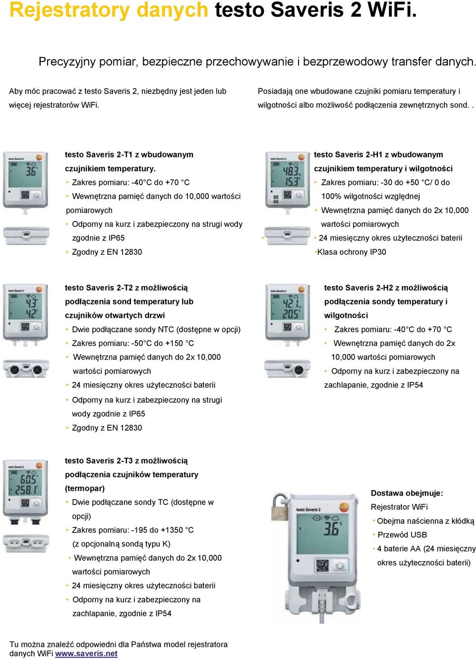 . testo Saveris 2-T1 z wbudowanym czujnikiem temperatury.