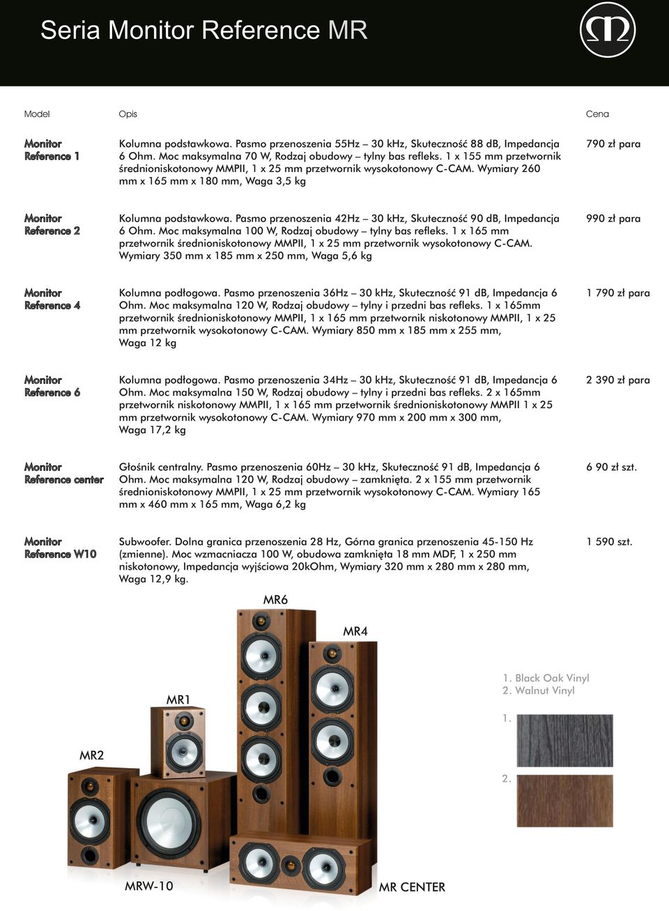 Pasmo przenoszenia 42Hz 30 khz, Skuteczność 90 db, Impedancja 6 Ohm. Moc maksymalna 100 W, Rodzaj obudowy tylny bas refleks.