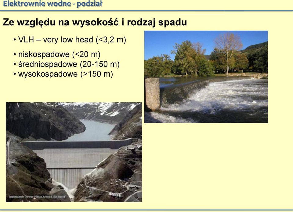 head (<3,2 m) niskospadowe (<20 m)