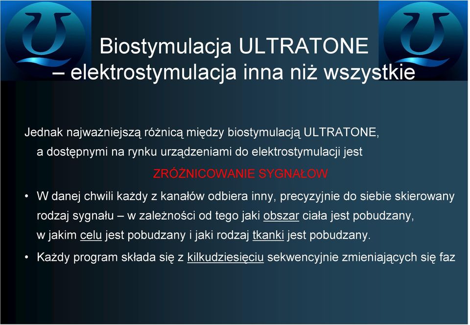 inny, precyzyjnie do siebie skierowany rodzaj sygnału w zależności od tego jaki obszar ciała jest pobudzany, w jakim celu