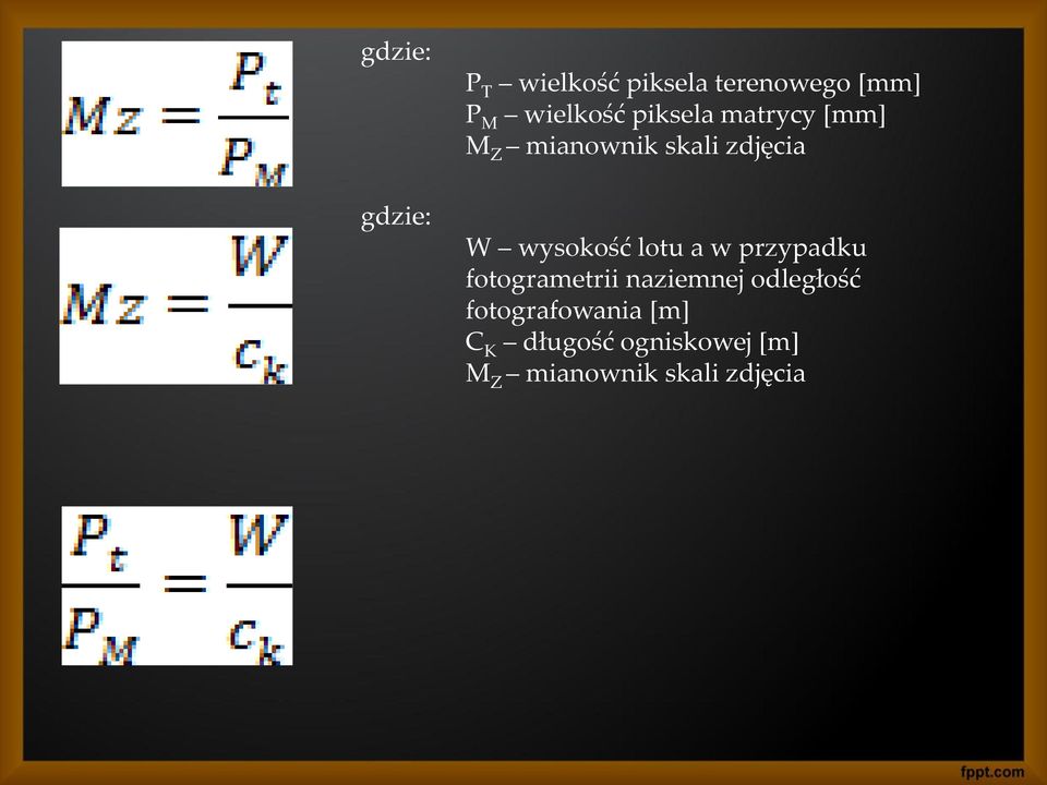 wysokość lotu a w przypadku fotogrametrii naziemnej odległość