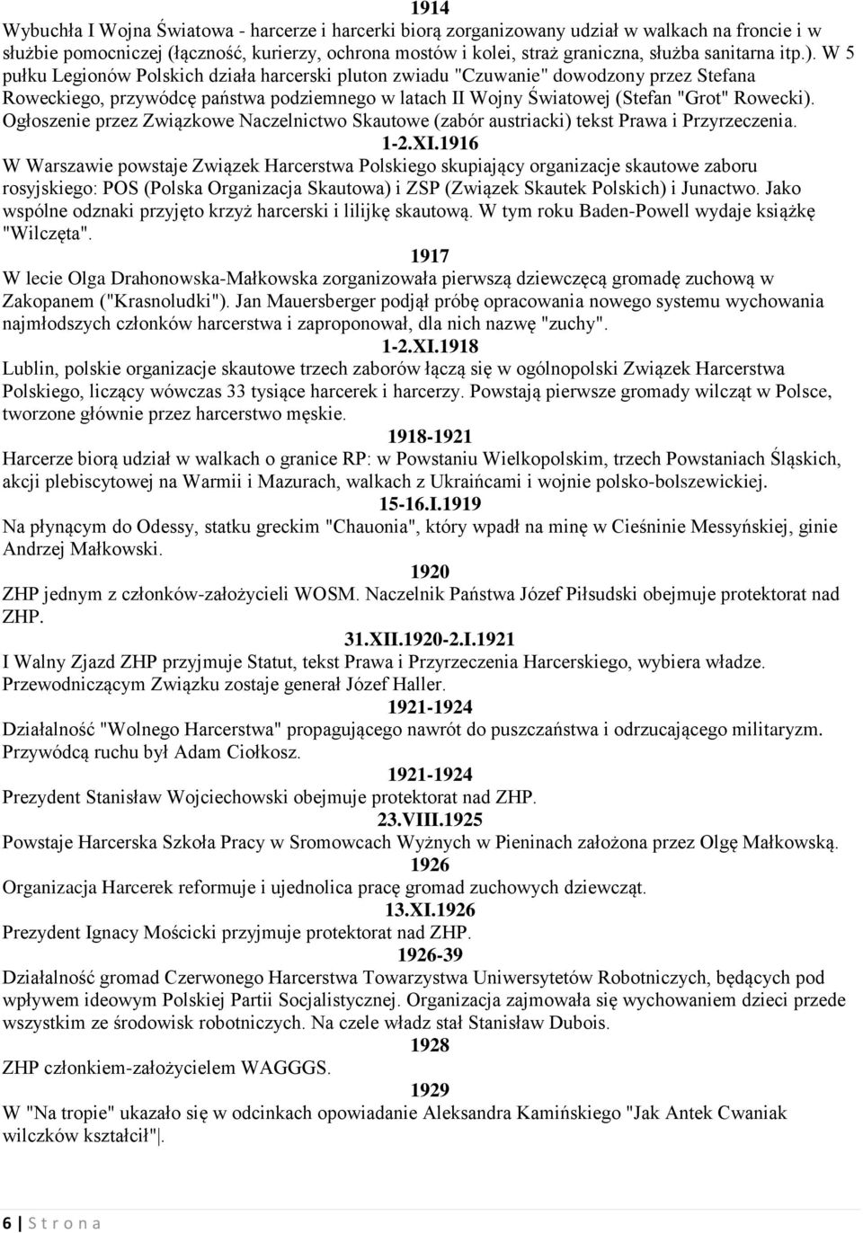 W 5 pułku Legionów Polskich działa harcerski pluton zwiadu "Czuwanie" dowodzony przez Stefana Roweckiego, przywódcę państwa podziemnego w latach II Wojny Światowej (Stefan "Grot" Rowecki).