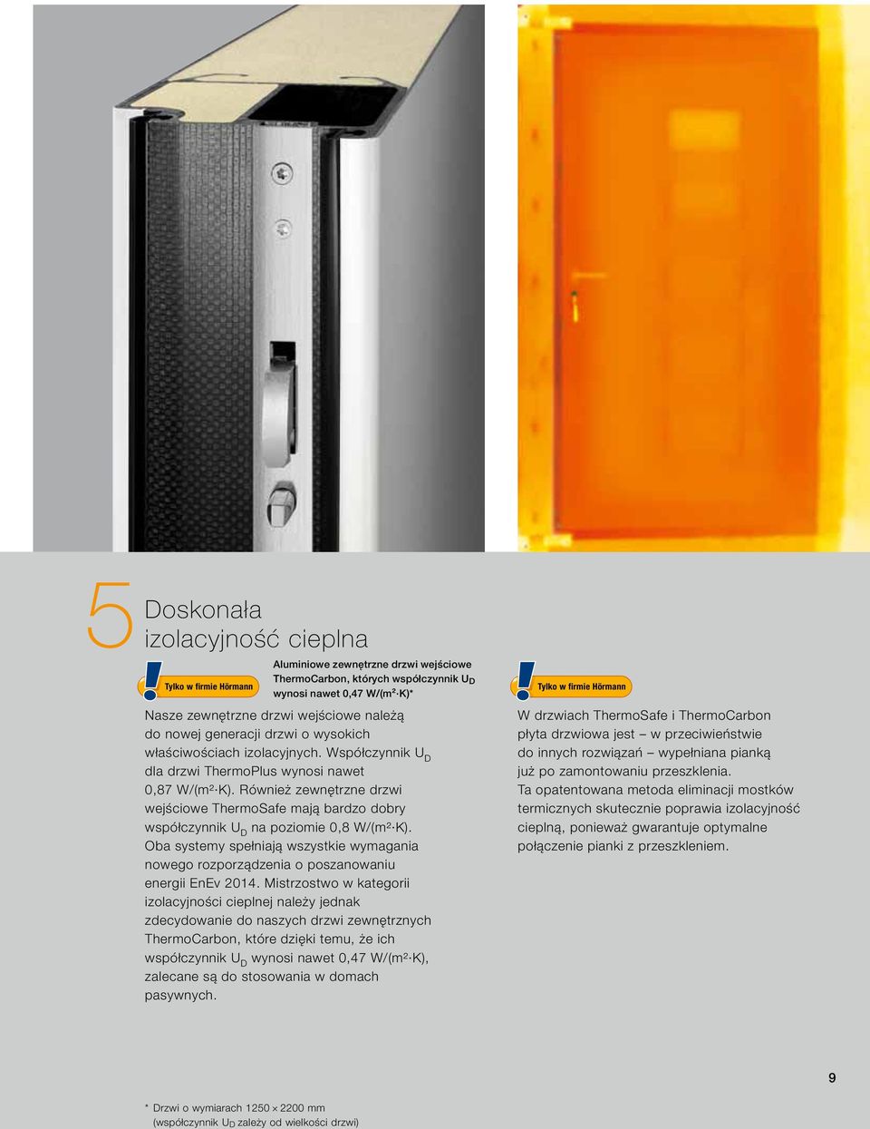 Również zewnętrzne drzwi wejściowe ThermoSafe mają bardzo dobry współczynnik U D na poziomie 0,8 W/ (m² K).
