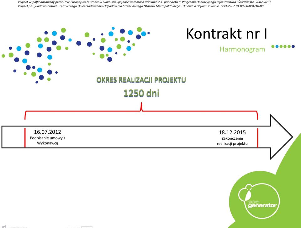 2012 Podpisanie umowy z Wykonawcą