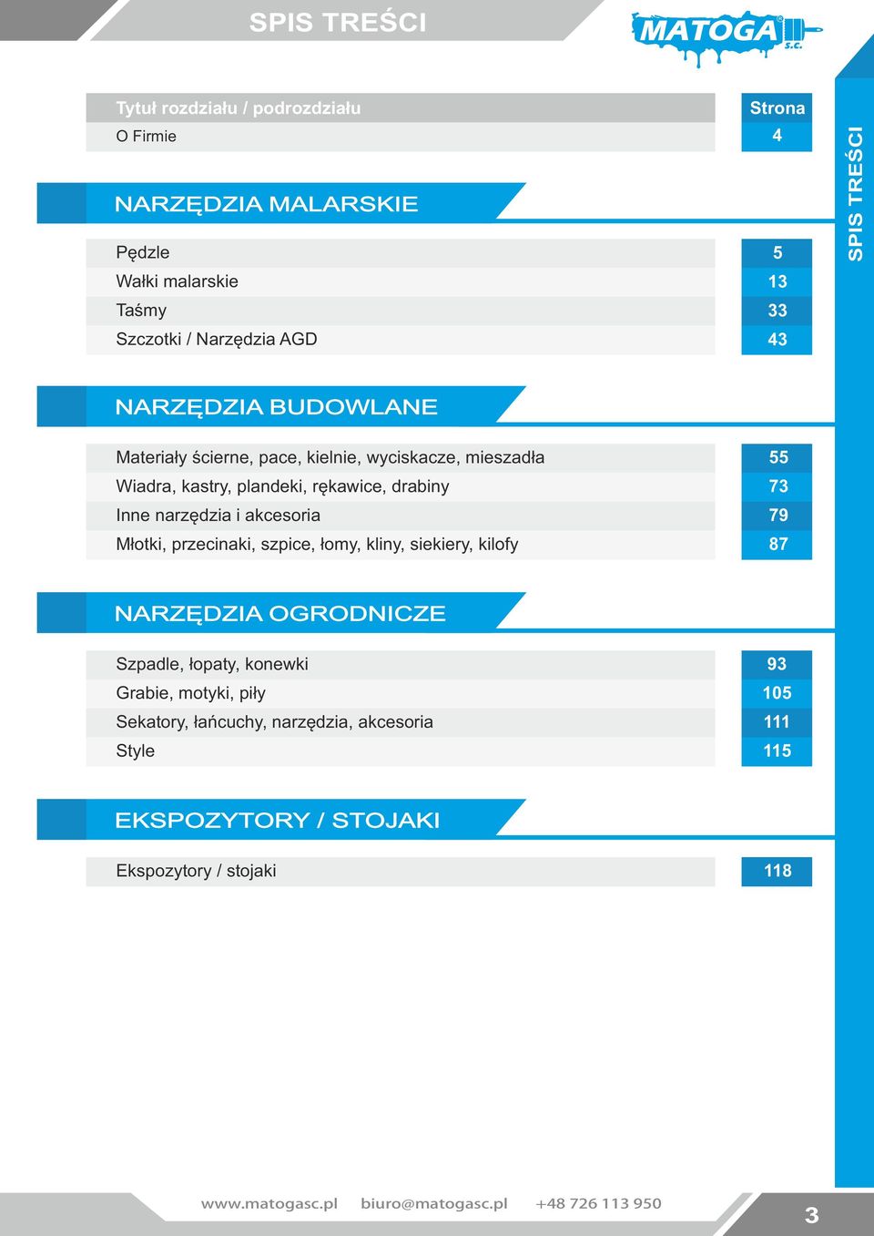 plandeki, rękawice, drabiny Inne narzędzia i akcesoria Młotki, przecinaki, szpice, łomy, kliny, siekiery, kilofy 55 73 79 87 NARZĘDZIA