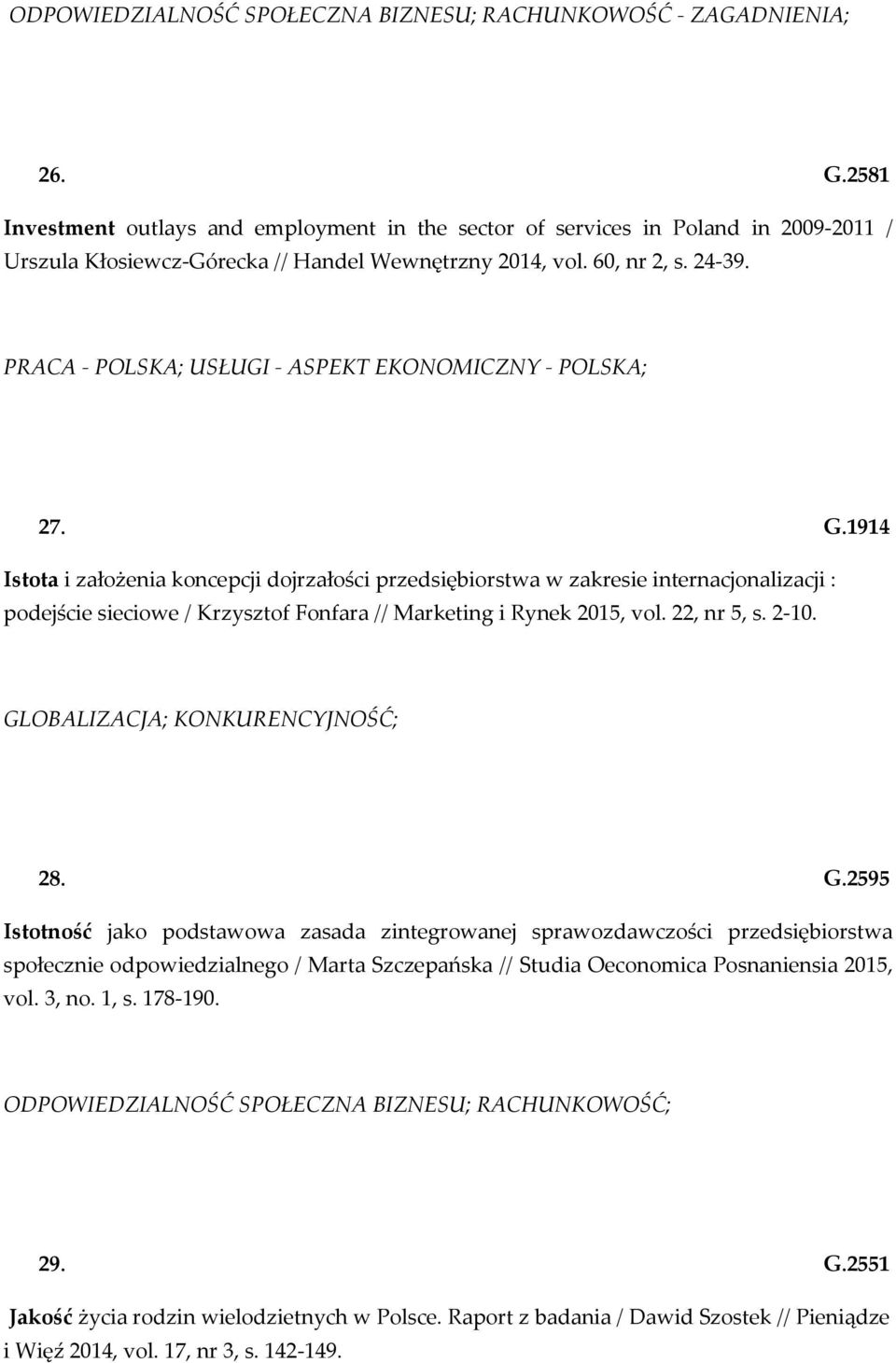 PRACA - POLSKA; USŁUGI - ASPEKT EKONOMICZNY - POLSKA; 27. G.