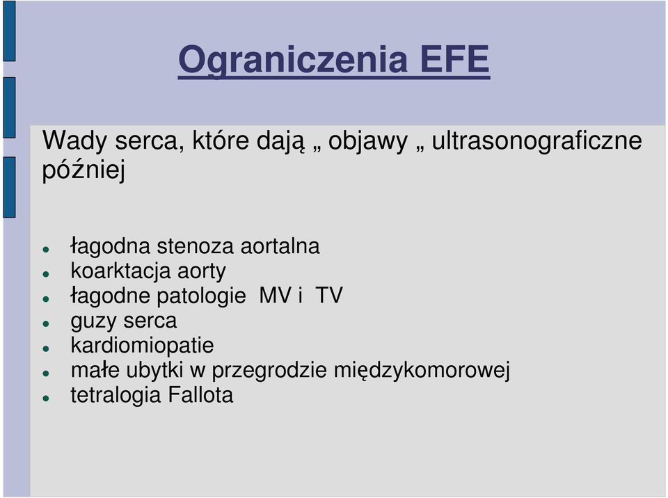 koarktacja aorty łagodne patologie MV i TV guzy serca