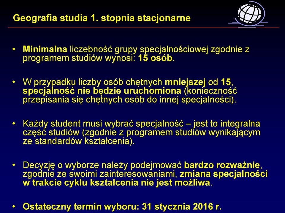 specjalności).