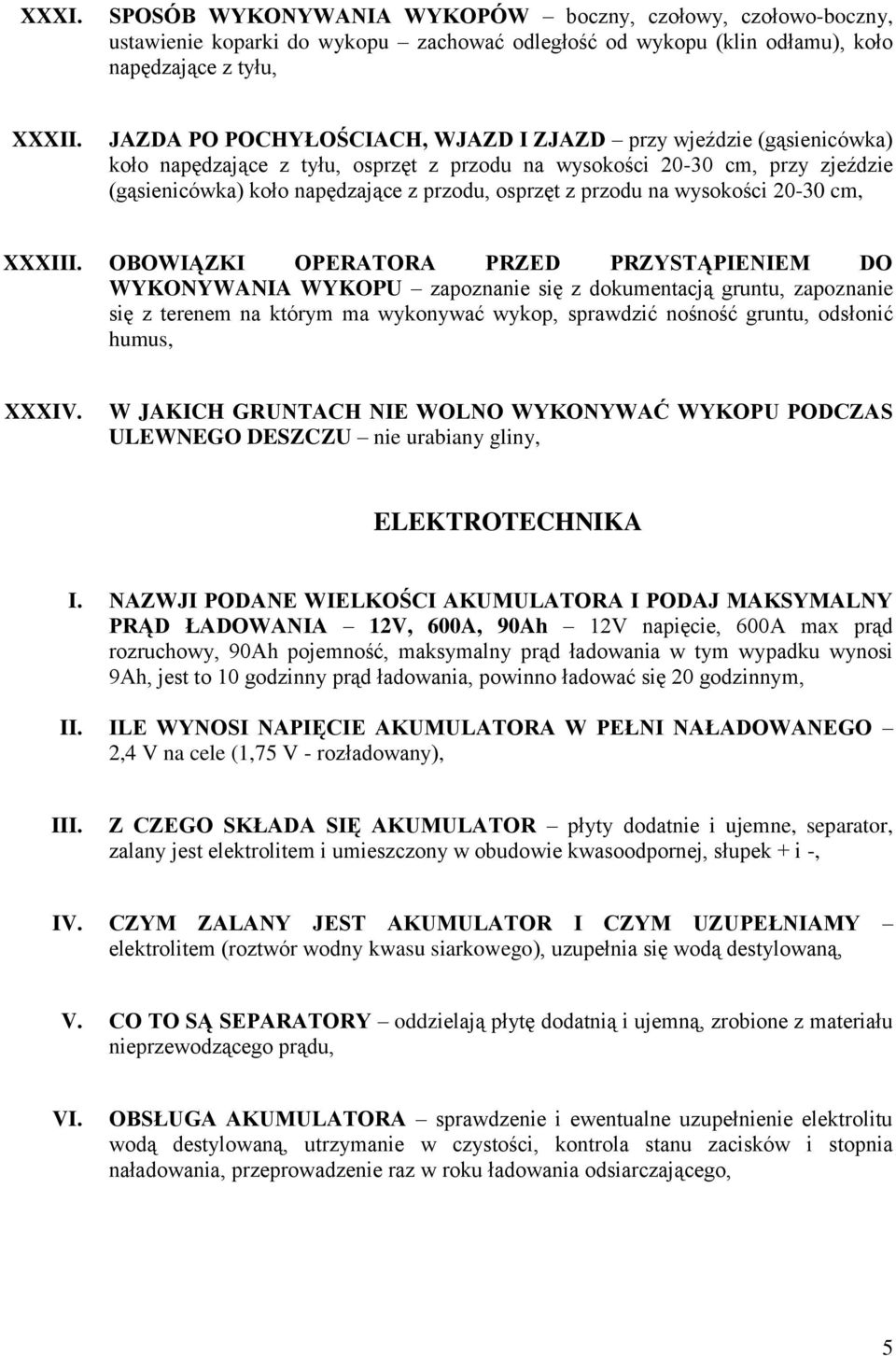 przodu na wysokości 20-30 cm, XXXIII.