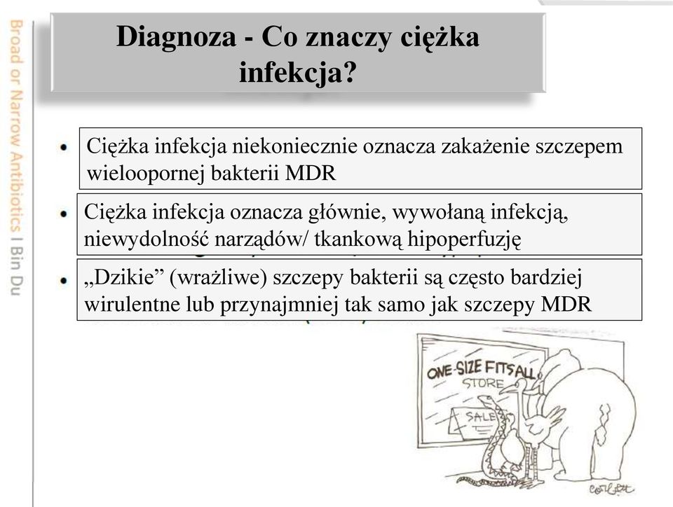 MDR Ciężka infekcja oznacza głównie, wywołaną infekcją, niewydolność narządów/