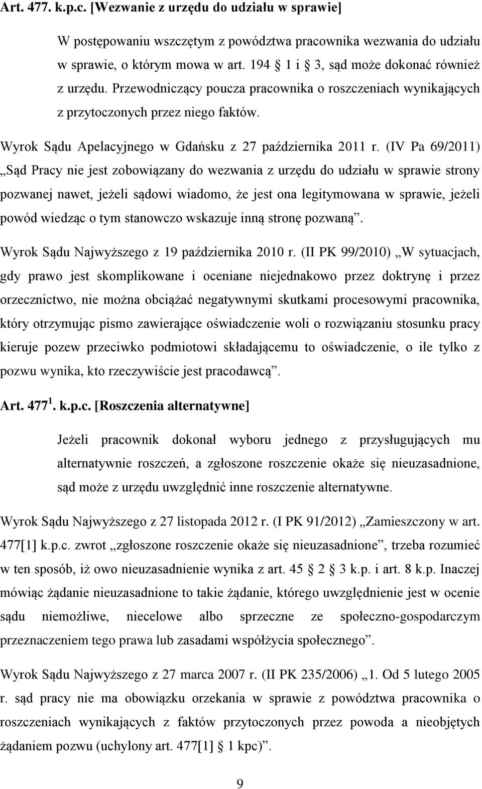 Wyrok Sądu Apelacyjnego w Gdańsku z 27 października 2011 r.