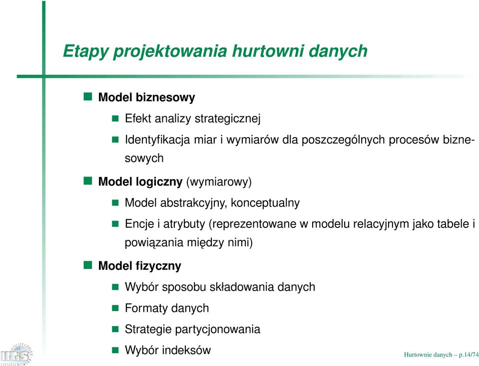 konceptualny Encje i atrybuty (reprezentowane w modelu relacyjnym jako tabele i powiazania między nimi)