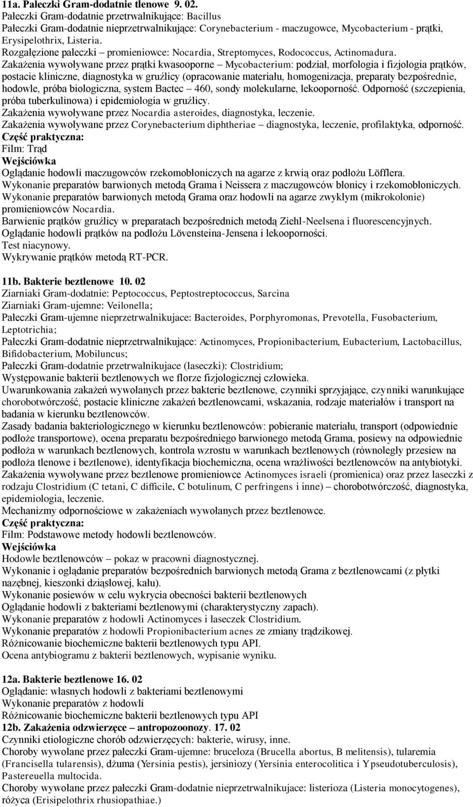 Rozgałęzione pałeczki promieniowce: Nocardia, Streptomyces, Rodococcus, Actinomadura.