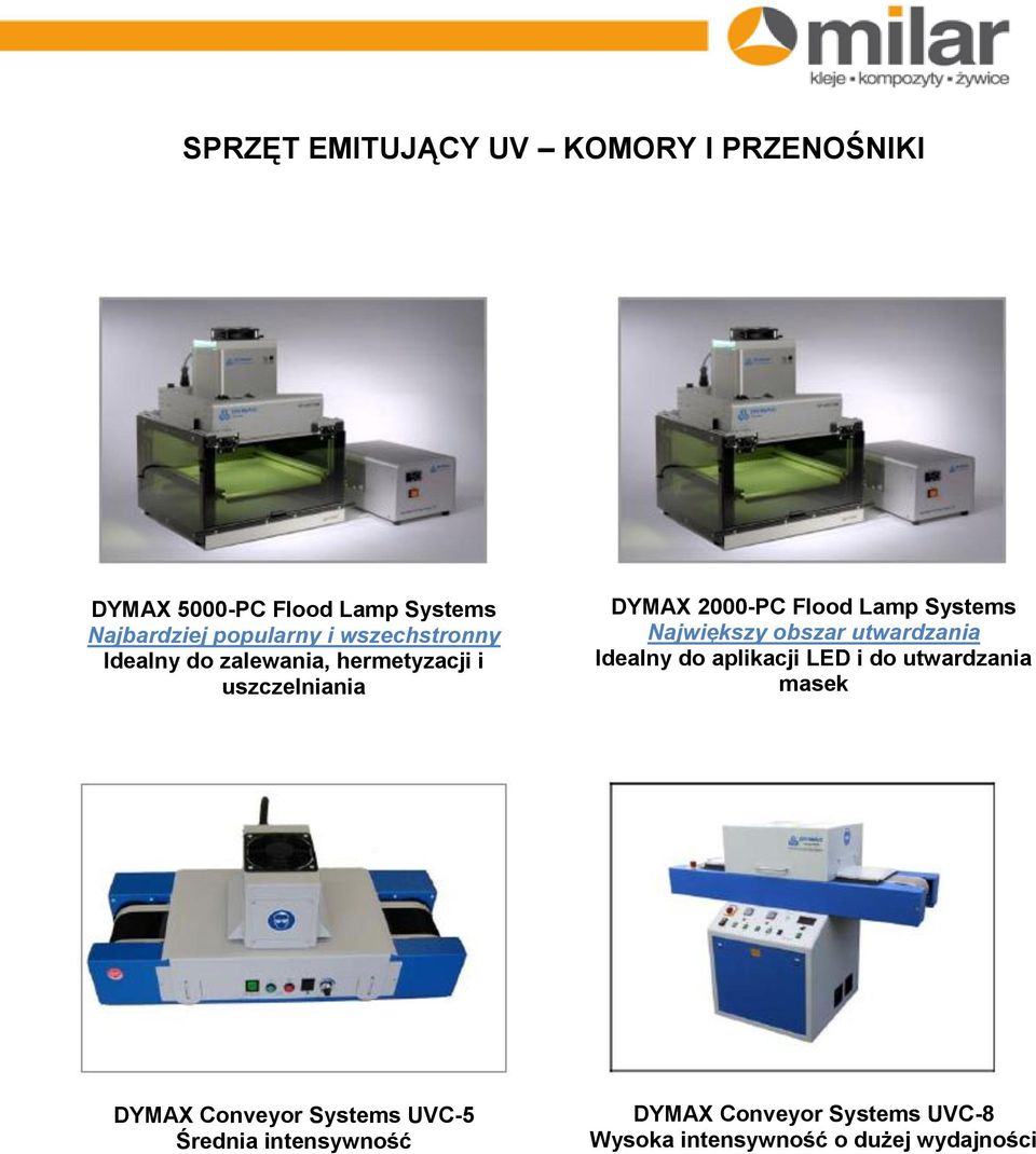 Największy obszar utwardzania Idealny do aplikacji LED i do utwardzania masek DYMAX Conveyor